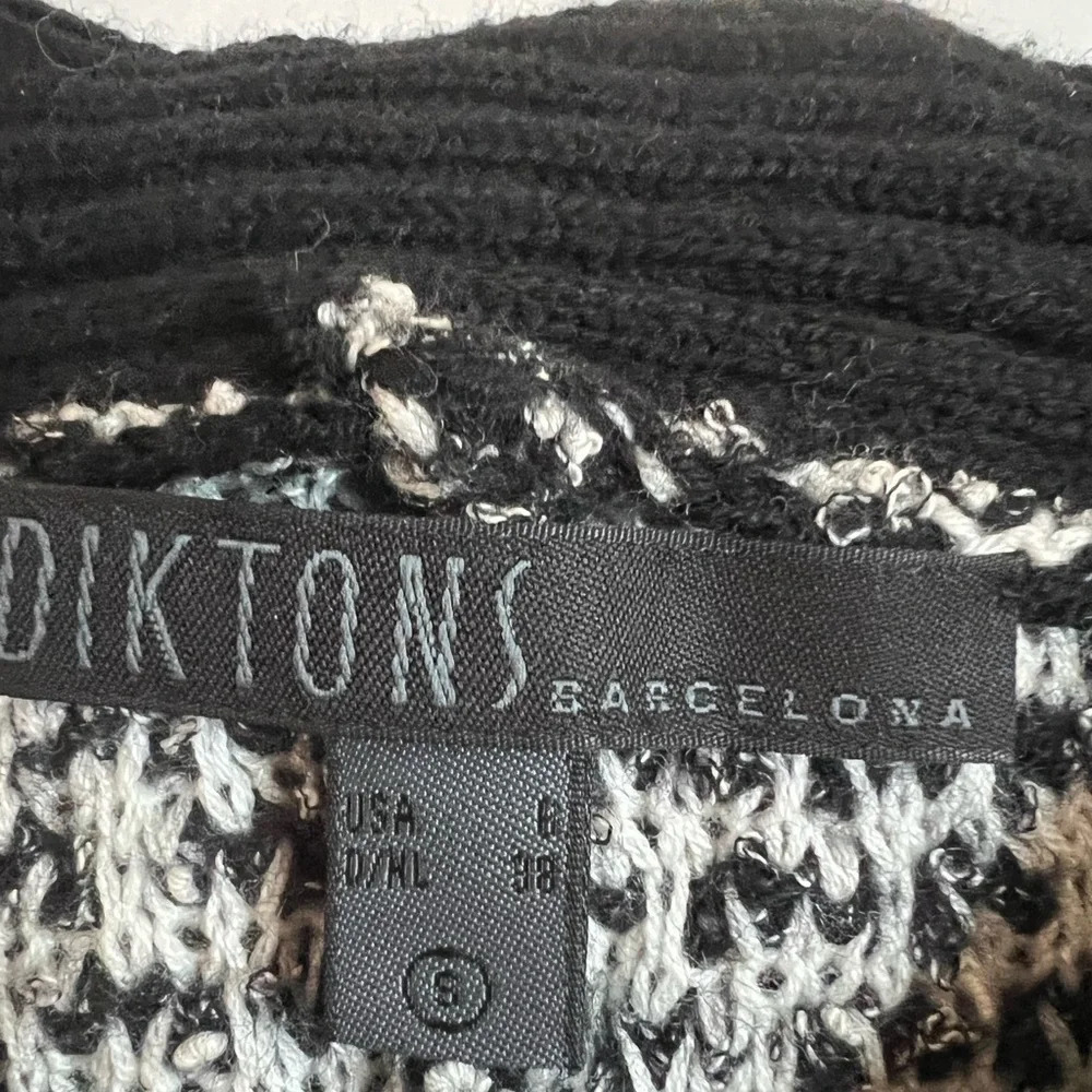 Merino Wool Cotton Sz 6 Small Cardigan Sweater Black & White Chunky Quiet Luxury - Picture 7 of 8